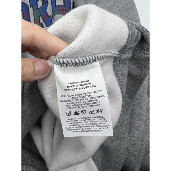 Jordan Sweater Adult Extra Large Gray Crew Neck Plaid Spell Out Pullover Mens XL - Picture 3 of 5